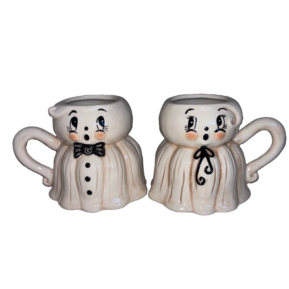 Johanna Parker Halloween Mr & Mrs Kooky Spooky Figural Ghost Mug Set NEW 2026